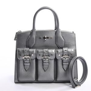 Louis Vuitton City Steamer PM Handbag Calf Silver Gray
